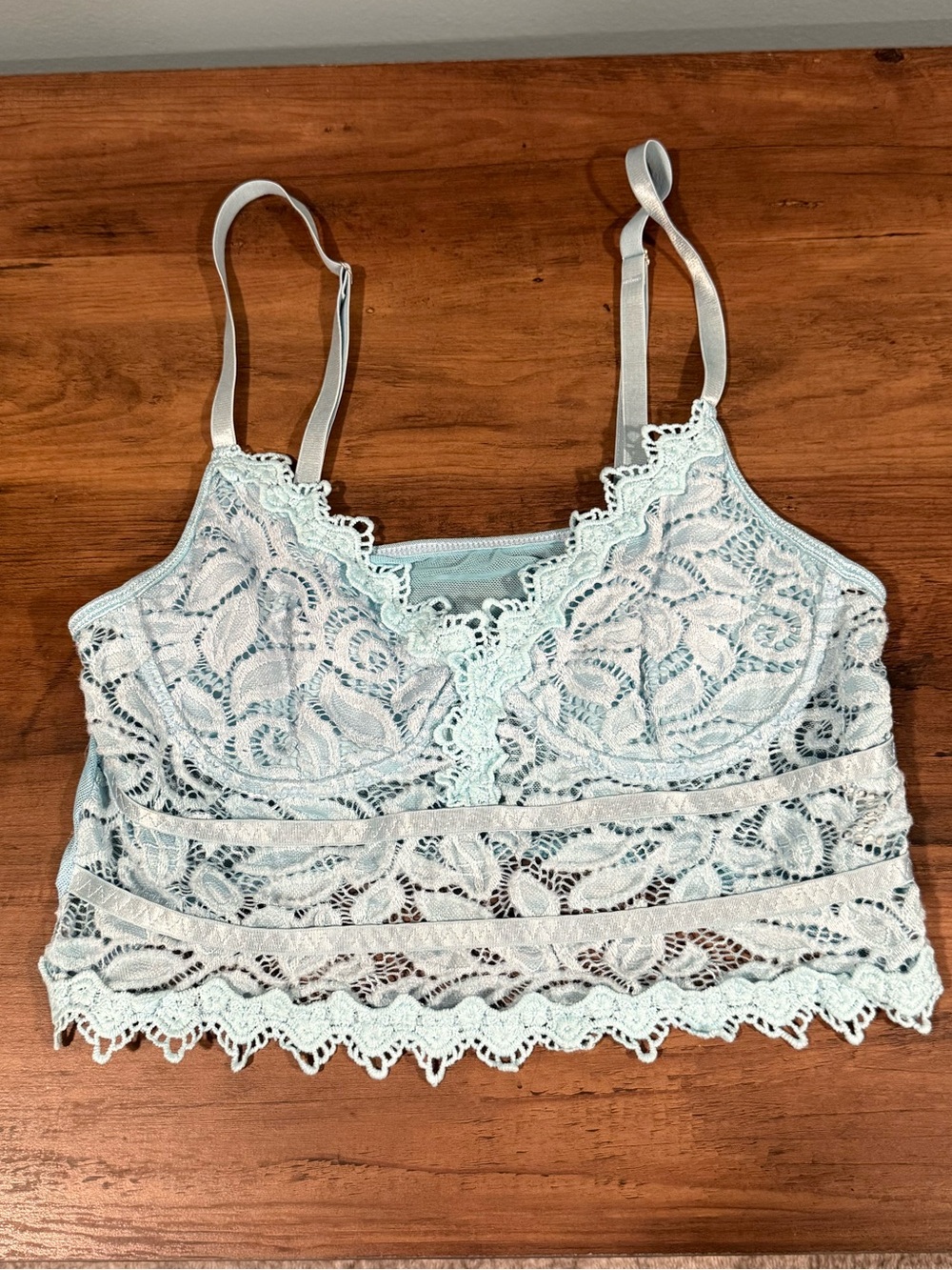 Women's Light Blue Lace Bralette - Elegantly Lined Camisole